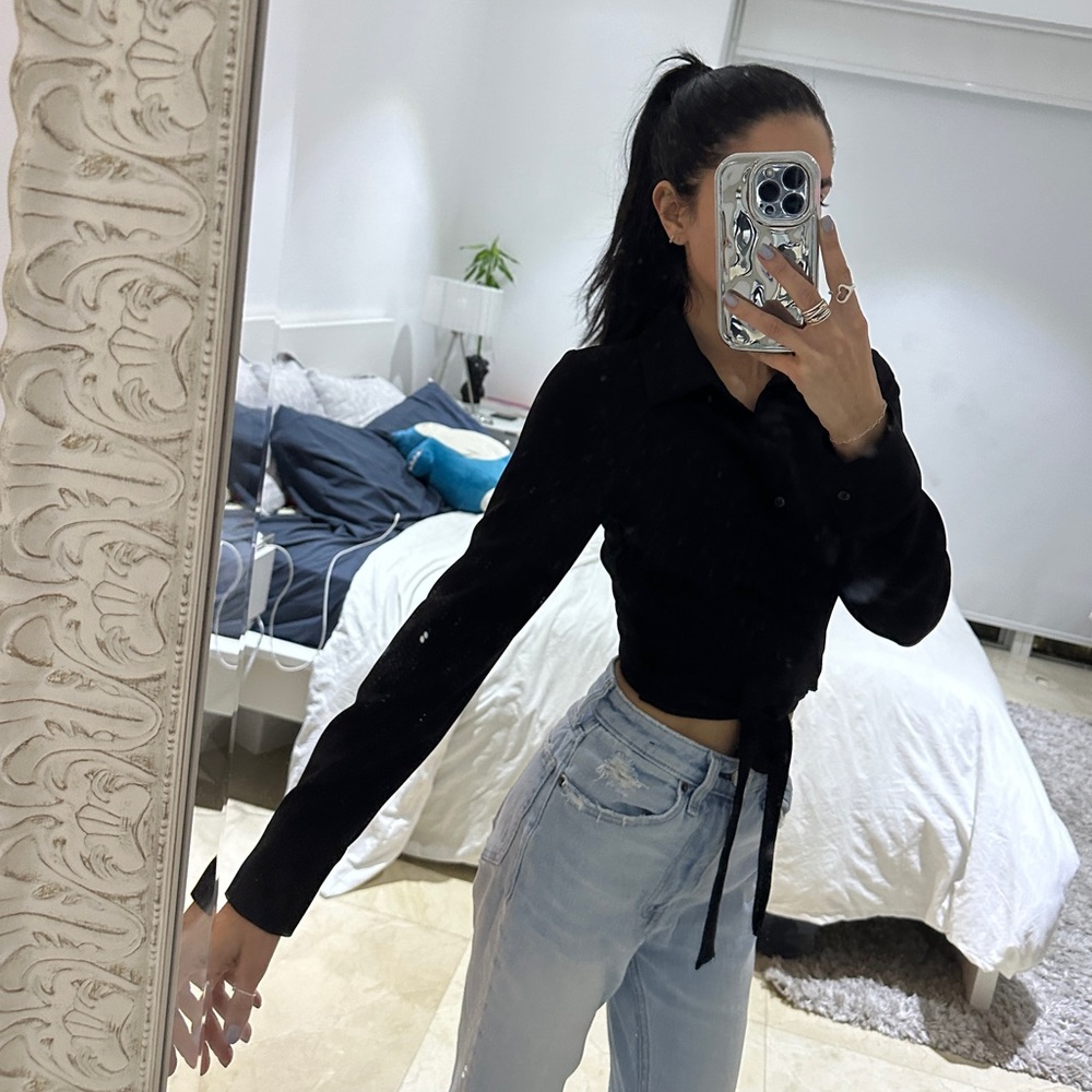 New Zara Crop Blouse - Black